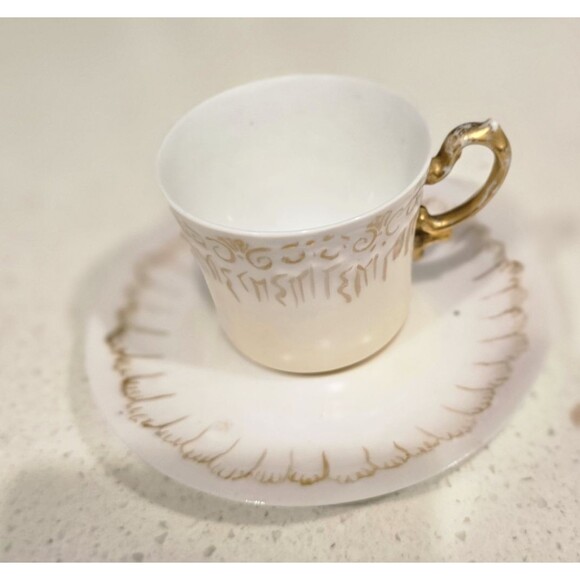 Limoges France Demitasse Cup & Saucer Hand Painted Gold c.1900 - Picture 8 of 12